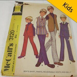 McCalls 3120 clothing pattern size 4 Boy shirt, pants, vest, belt (complete